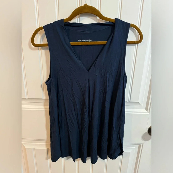 Soft Surroundings Navy Stretchy V Neck - Picture 2 of 6